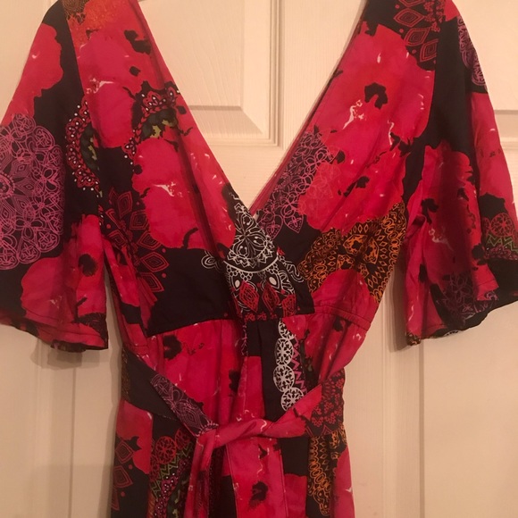 Floral skirt romper red & black - Picture 4 of 7